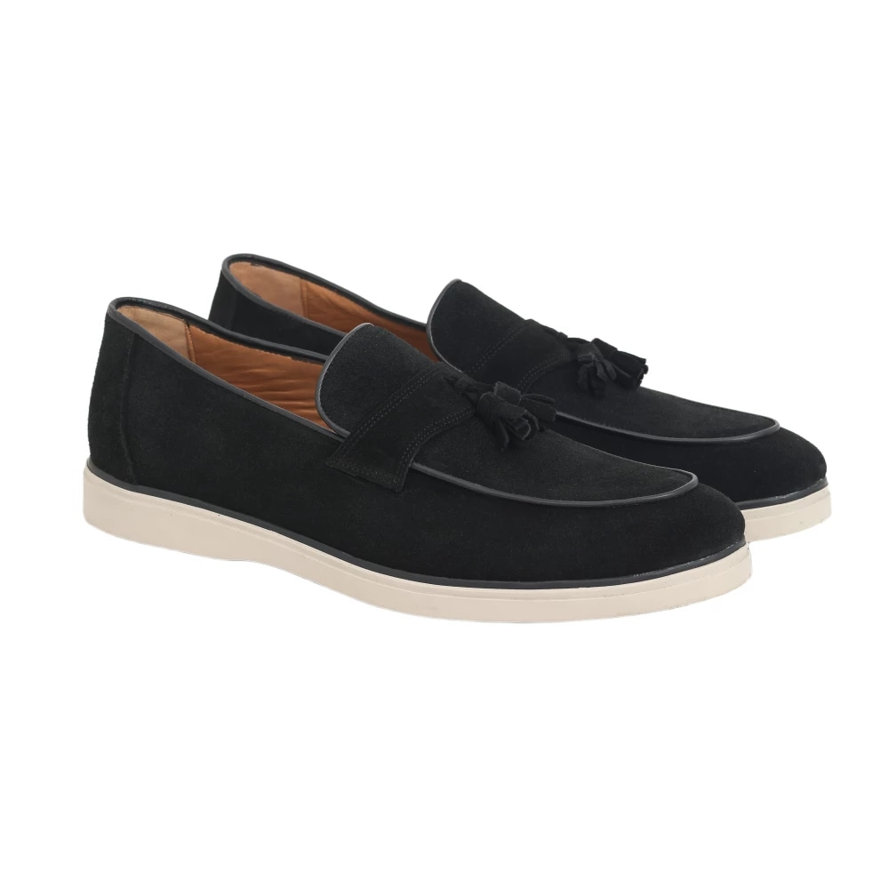 Mocassin cuir à pampille — Noir