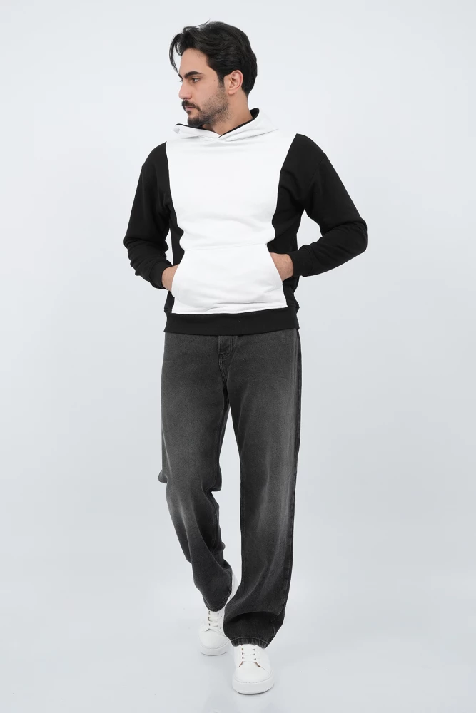 SWEAT CAPUCH BICOLOR AVEC ANIMATION EN DOS